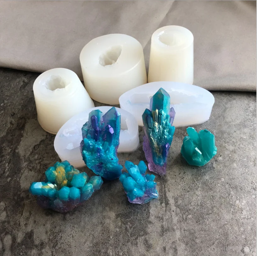 

5 Shapes Sets Natural Crystal Quartz Rock Cluster Geode Druzy Stone Epoxy Resin Mold Pendant Resin Jewelry Making Tools