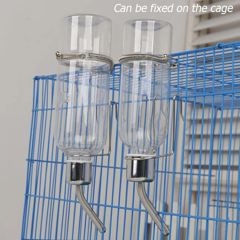 

Plastic Water Feeder Bottle Hanging Auto Dispenser Drinker Hamster Small Pets Dog Drinking Stainless Steel Head Pipe Fountain