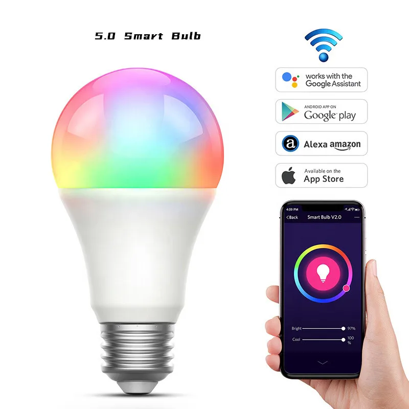 WIFI 5 0 умная лампа Домашний Светильник 9 Вт E27 E26 B22 семейный Интеллектуальный