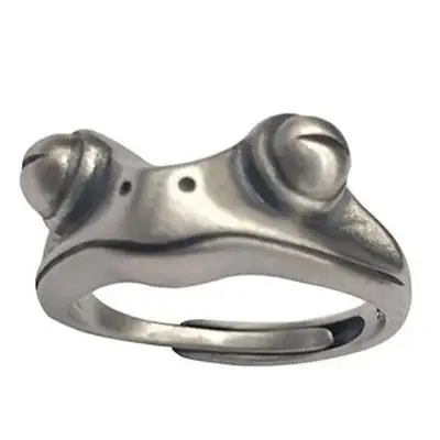 

Vintage Ancient Silver Color Frog Ring Smiling Face Open Rings for Women Punk Hip Hop Adjustable Ring Fashion Jewelry Best Gift