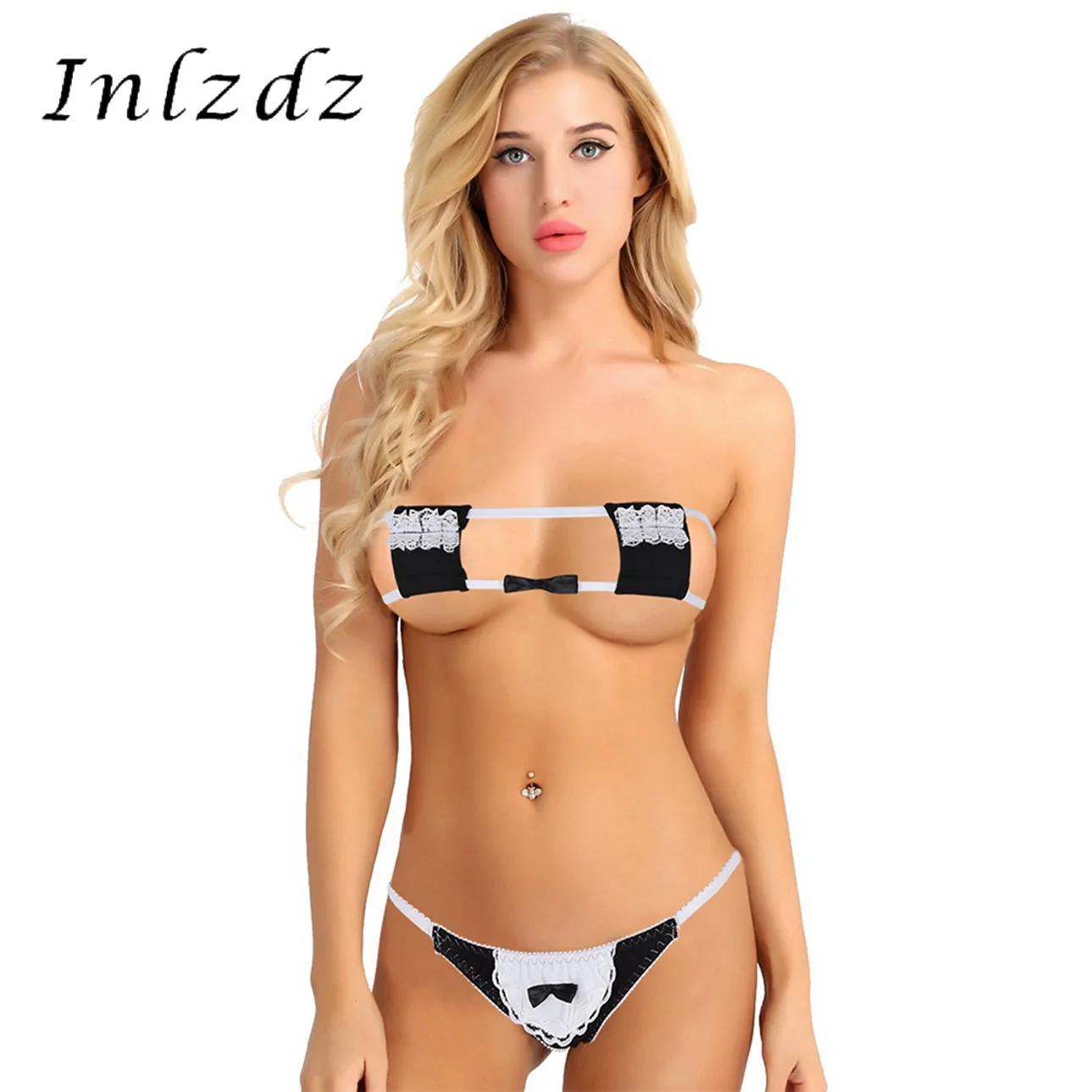 Женский мини костюм горничной комплект нижнего белья бикини аниме Кружевной