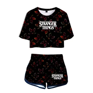 new horror tv series stranger things cosplay 3d print two pieces suit women outfit fashion girl harajuku t shirts shorts clothes free global shipping