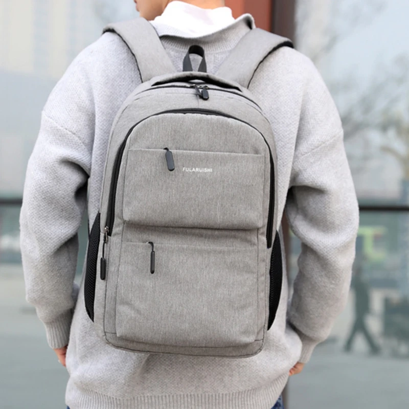 

Large Inch Laptop Backpack USB Men Computer SchoolBag Business Bag Oxford Waterproof Rucksack College Daypack