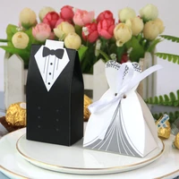 50100pcs bride and groom wedding favor gift box diy chocolate cookie packaging candy box with ribbon guests party wedding decor