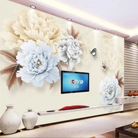 custom mural wallpaper 3d new chinese style simple and elegant peony sofa tv background wall waterproof papel de pared home d%c3%a9co