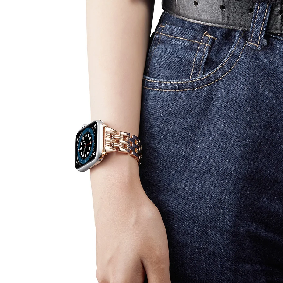 Ремешок металлический из нержавеющей стали для Apple Watch Band 44 мм 42 38 40 сменный