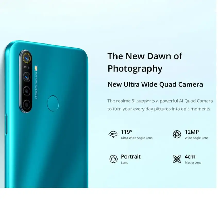 Глобальная версия realme 5i 4 Гб RAM 64 ГБ ROM мобильный телефон Snapdragon 665 AIE 12MP Quad Camera 6 5