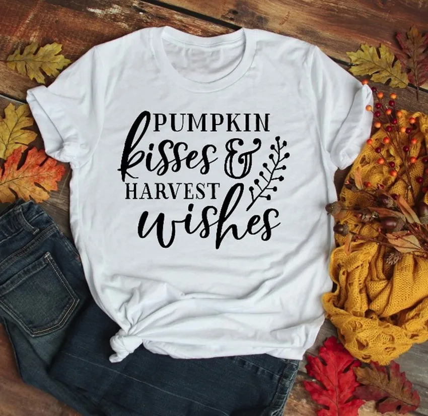 Футболка с принтом тыквы и киссы женская футболка на Хэллоуин топ пожеланиями