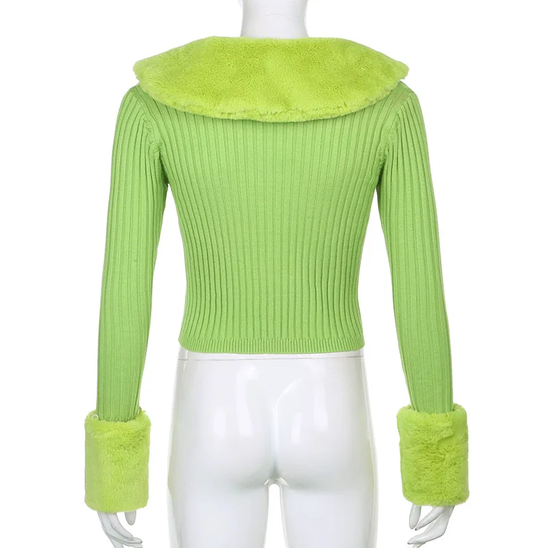 Осенний женский свитер вязаное пальто плюшевый вязаный Топ одежда для вечерние