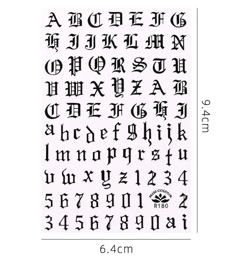 4 шт./компл. наклейки для ногтей с буквами и цифрами дизайн белые черные лазерные