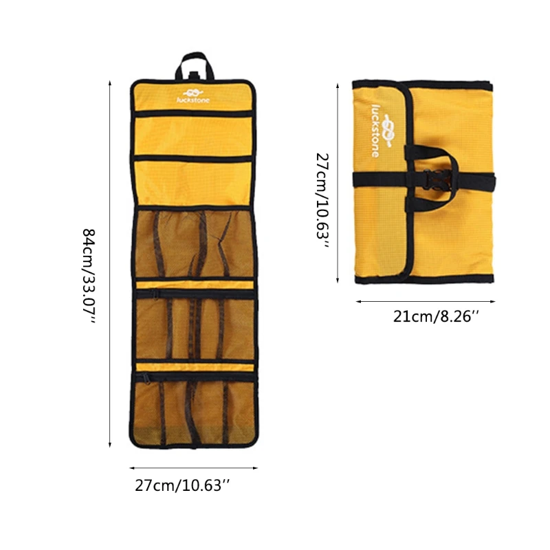 

Foldable Rock Climbing Storage Bag Durable Carabiner Hook Partitions Organizer Holder Hiking Gear Equipment