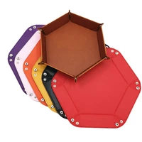 8 colors leather folding hexagon dice tray purple dice box for games dice storage case