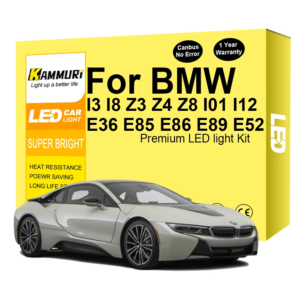 

KAMMURI Canbus LED For BMW I3 I8 Z3 Z4 Z8 I01 I12 E36 E85 E86 E89 E52 Vehicle Interior Dome Map Reading Trunk Light Lamp Kit