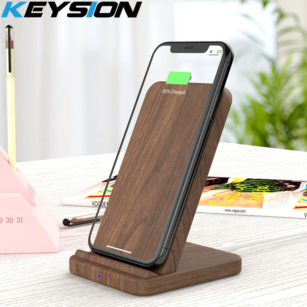 Беспроводное зарядное устройство KEYSION 10 Вт деревянная подставка для быстрой