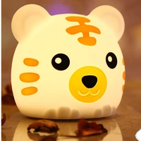 new cartoon cute tiger silicone led night light usb charged bedroom warming decoration table lamp outdoor camping tents light