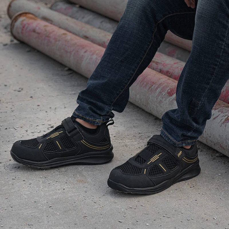 LARNMERN Безопасная рабочая обувь мужская со стальным носком Нескользящая дышащая