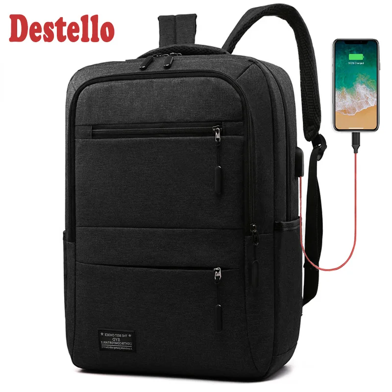 New 15.6 Inch Men Laptop Backpack Business Backpack Usb Charging Computer Backpacks Travel Large Capacity Nylon Men Bag