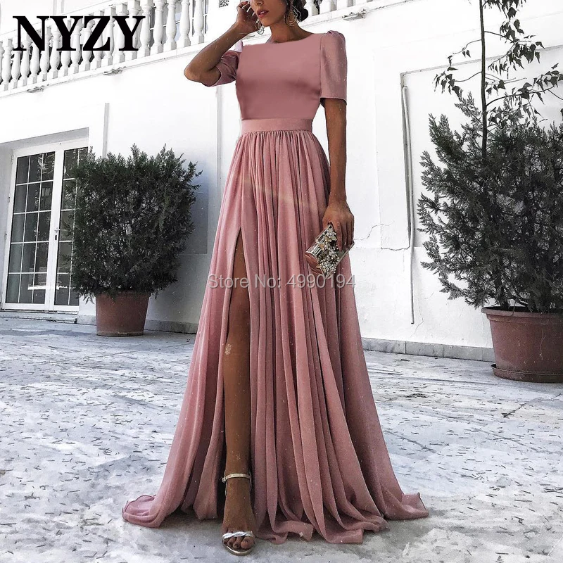 Robe de Soiree вечернее платье NYZY E233 с короткими рукавами Длинная накидка из шифона на