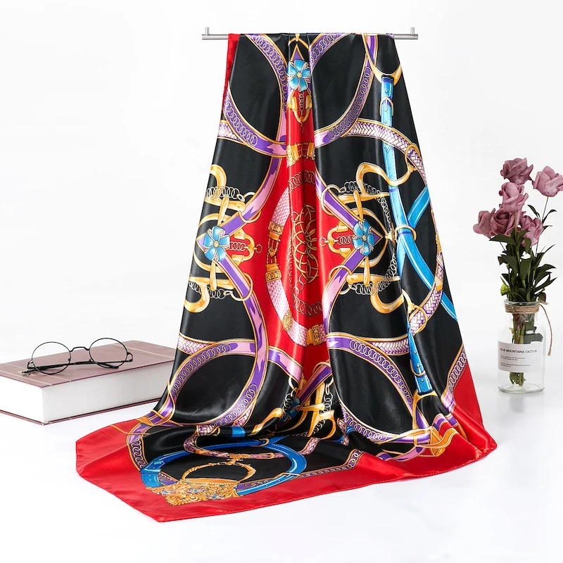 Женский шёлковый шарф платок 90x90 см|Женские шарфы| |