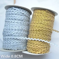 0 8cm wide glitter silver golden wave edge lace trim ribbon embroidery sewing webbing clothing dress collar diy lace material