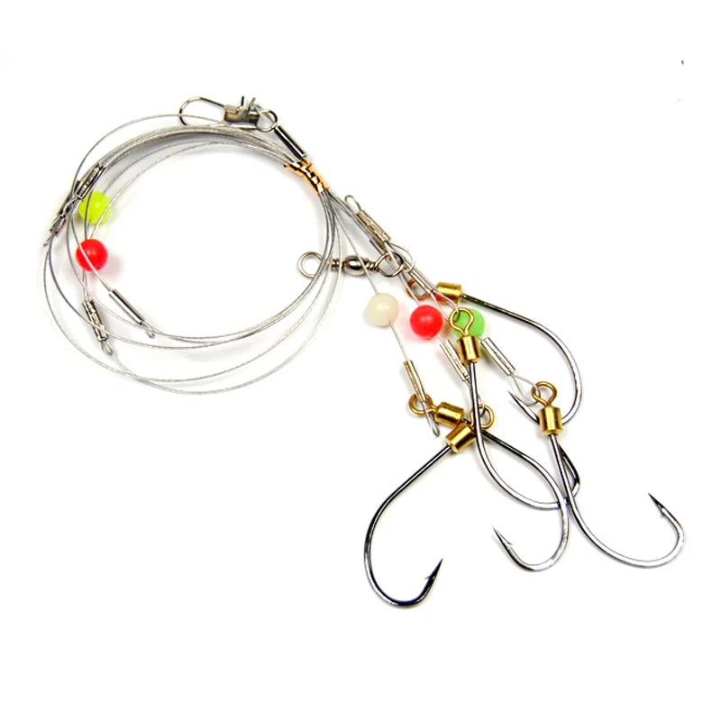 

[10 PACKS ] Stainless Wire Saltwater Sea Fishing Sabiki Rig with Rolling Swivel Hooks New Design