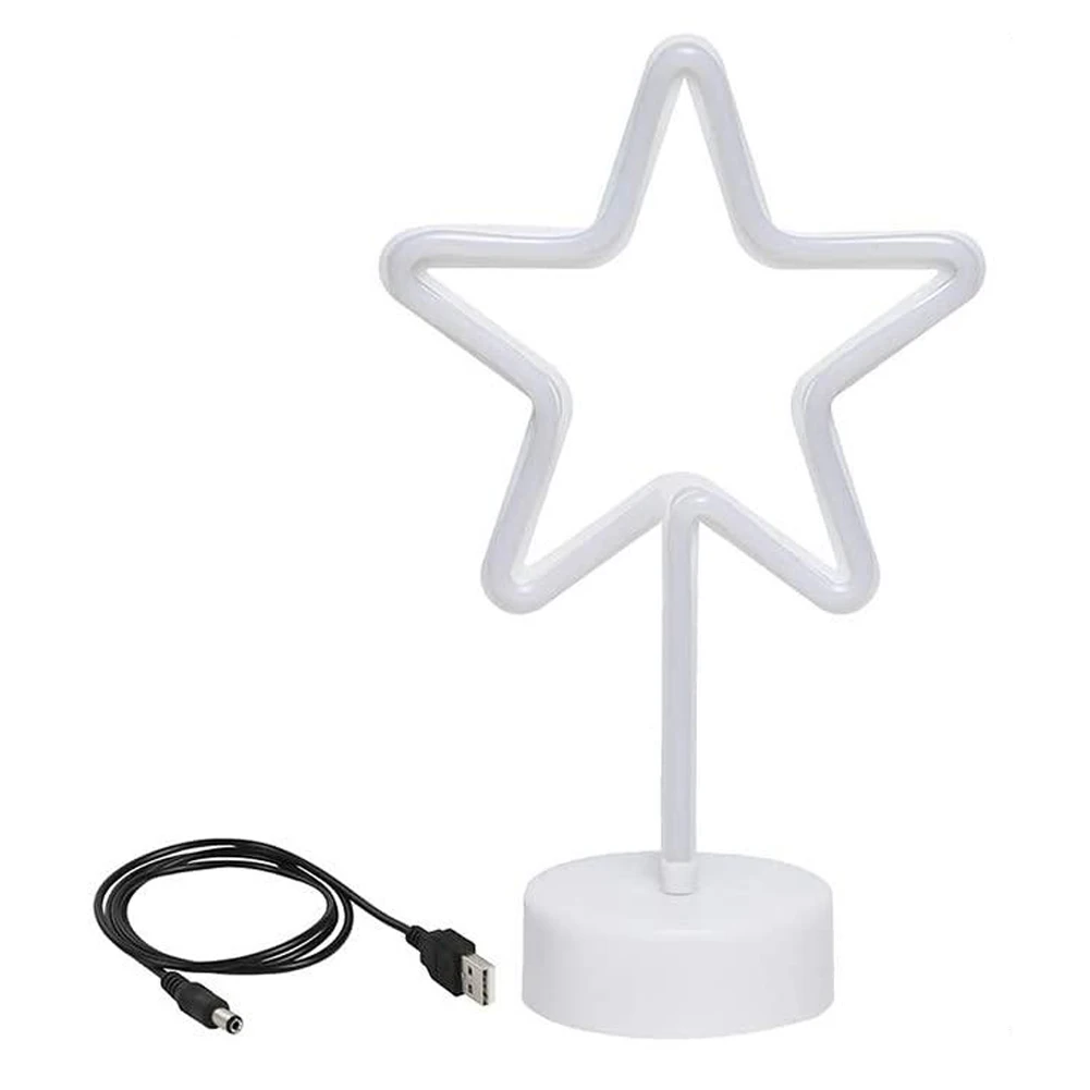 

Warm White Star Kids Night Light Lamp LED Neon Sign Base Battery Operated USB Powered Home Bedroom Decoration Desktop Lighting