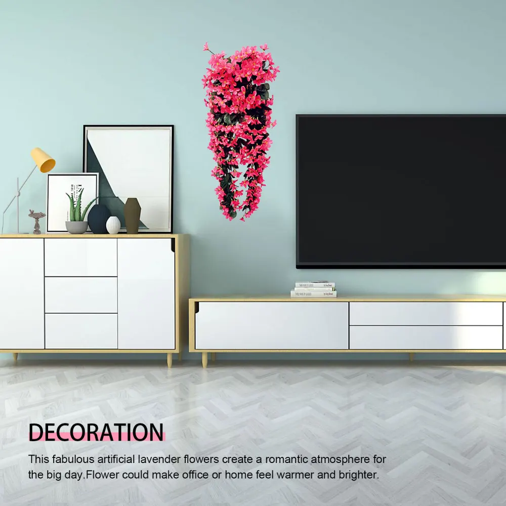 

4petals Artificial Flower Hanging Flowers Violet Simulation Vine Wedding Home Decoration (Rose Red)