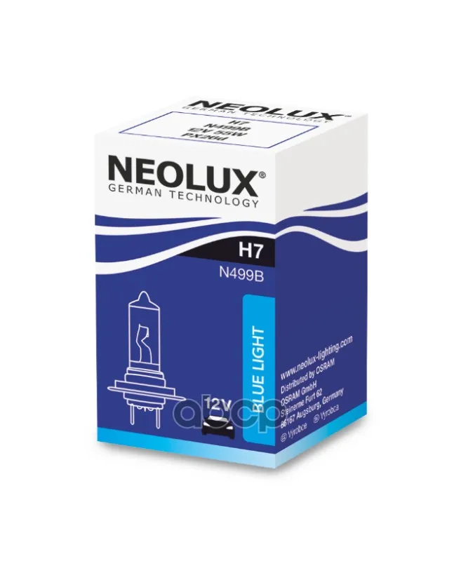 Лампа H7 12v 55w (Px26d) Blue (Коробка 1шт.) Neolux арт. N499B|Лампы для автомобильных фар
