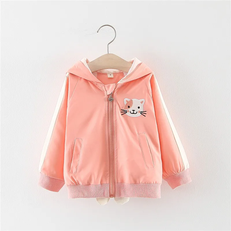 Осенние детские куртки для девочек с капюшоном и длинным рукавом пальто