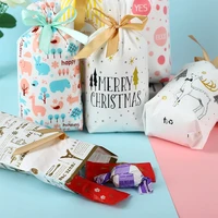 50 pcslot christmas gift bags santa claus elk candy bag xmas new year party decoration drawable bags packing favors cookie bag