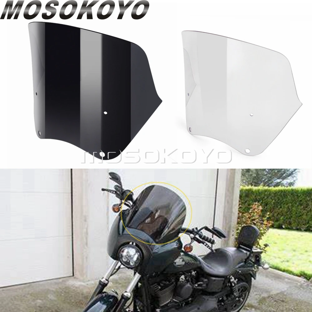 

12" Clear/Smoke Windscreen Windshield Motorcycle Headlight Replaceable Wind Screen for Harley Dyna Low Rider Street Fat Bob FXBB