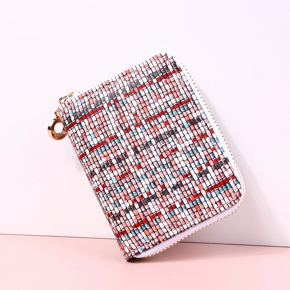 

Fashion Coin Bags For Women Girls Money Bag Clip PU Leather Short Wallet Plaid Pocket Cards Holders Designer Purse