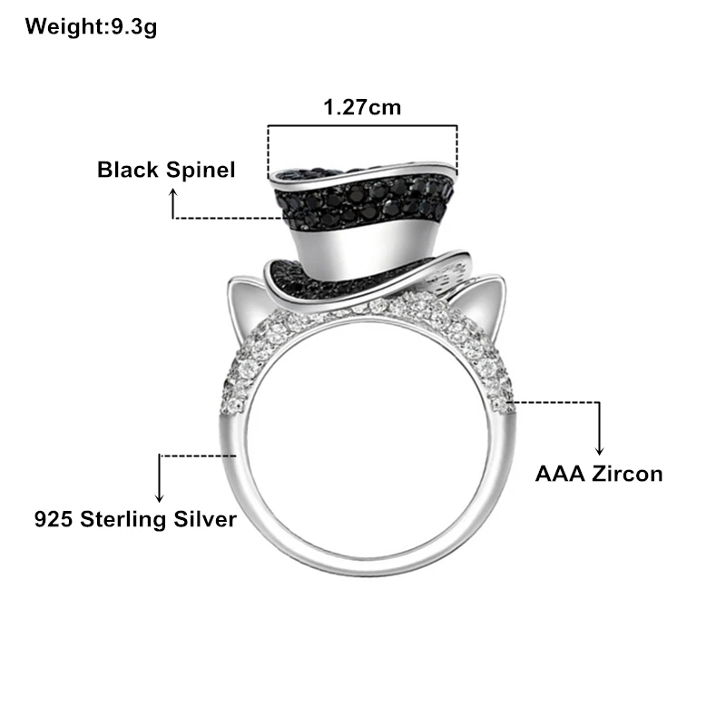 Женское кольцо в виде кошки [BLACK AWN] из серебра 925 пробы G099 | Украшения и аксессуары