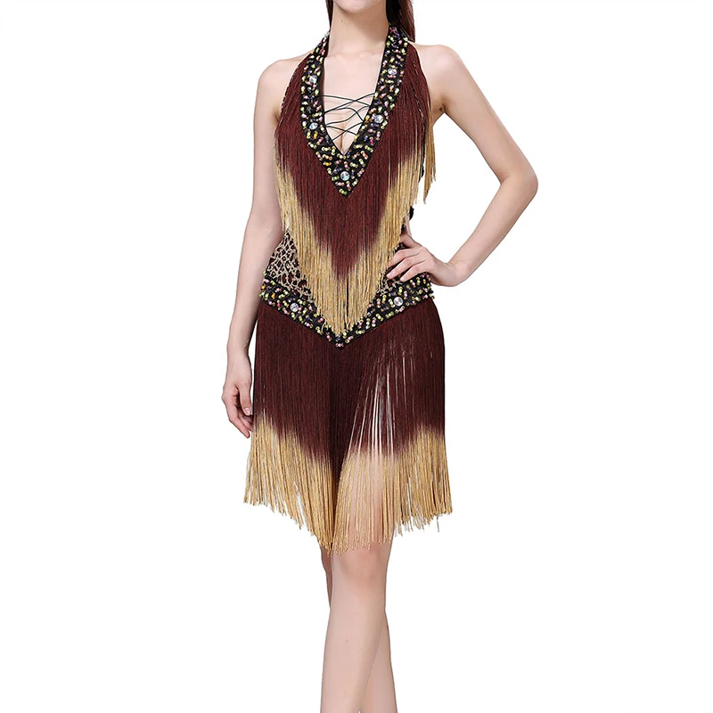Сексуальное платье для латинских танцев с глубоким v образным вырезом и
