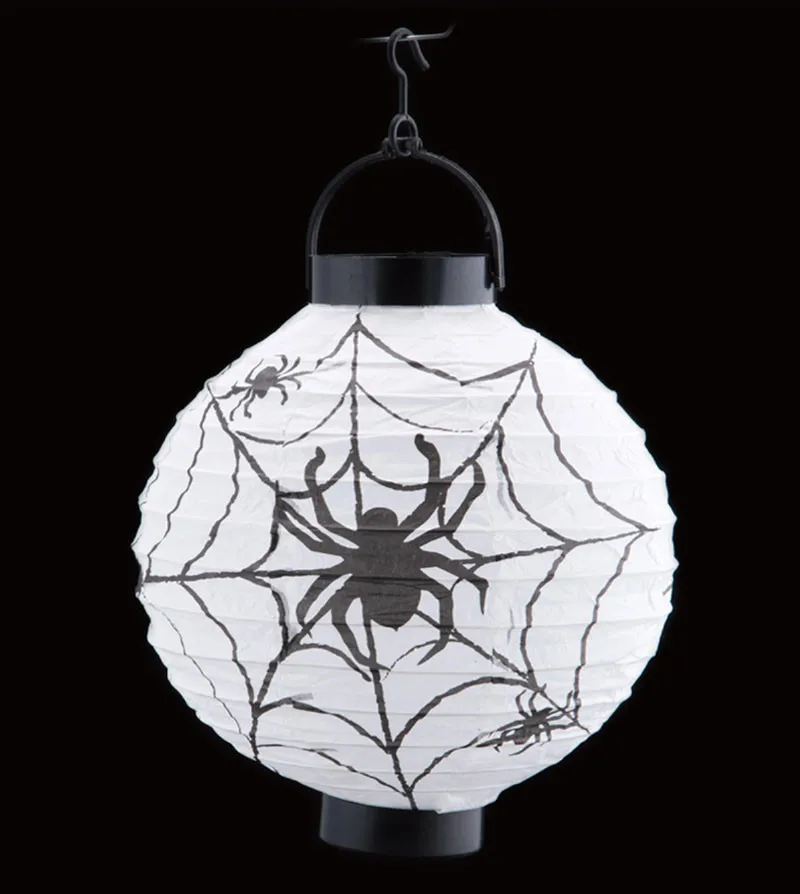 White Праздничные фонарики Красочные Подвесные светодиодный Бумага фонарь в форме тыквы паук летучая мышь Подвесная лампа украшение на празднование Хэллоуина#45 - Цвет: White