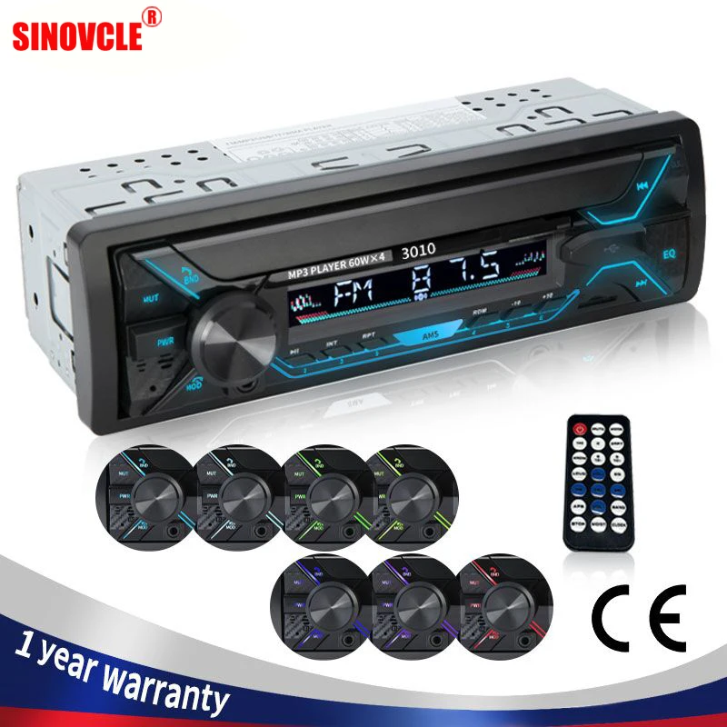 

Автомагнитола SINOVCLE 60Wx4, стерео MP3-плеер с поддержкой Bluetooth, AUX/USB/TF карт, с цветным светом, Типоразмер 1DIN