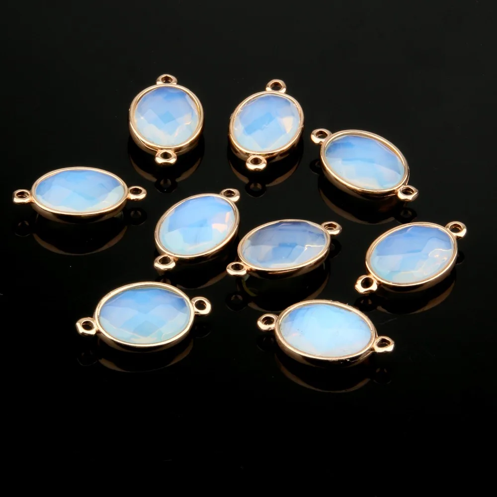 

Natural Stone Water Drop Shaped Rose Quartzz/Tiger Eyes Pendant Double Hole Connector DIY For Necklace Jewelry Making