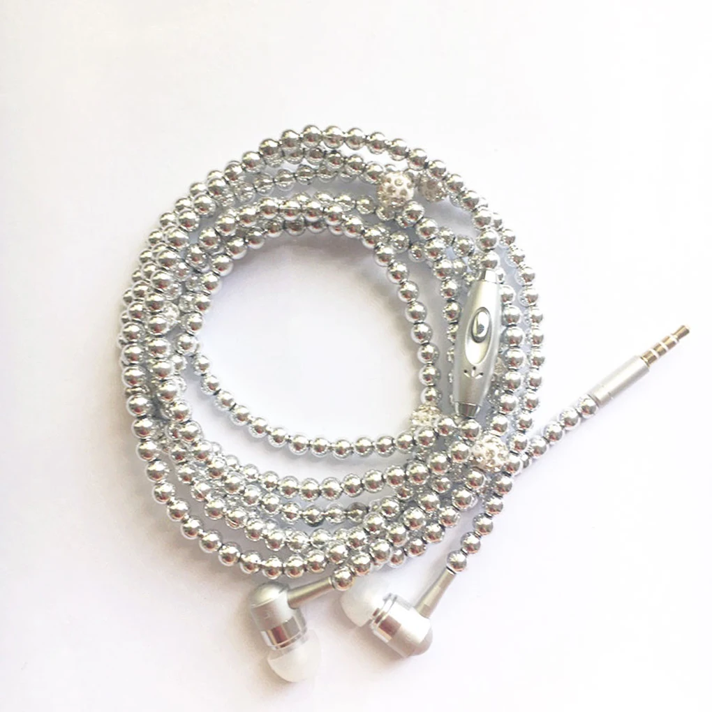 Жемчужное ожерелье наушники-вкладыши розовые стразы ювелирные изделия бусины