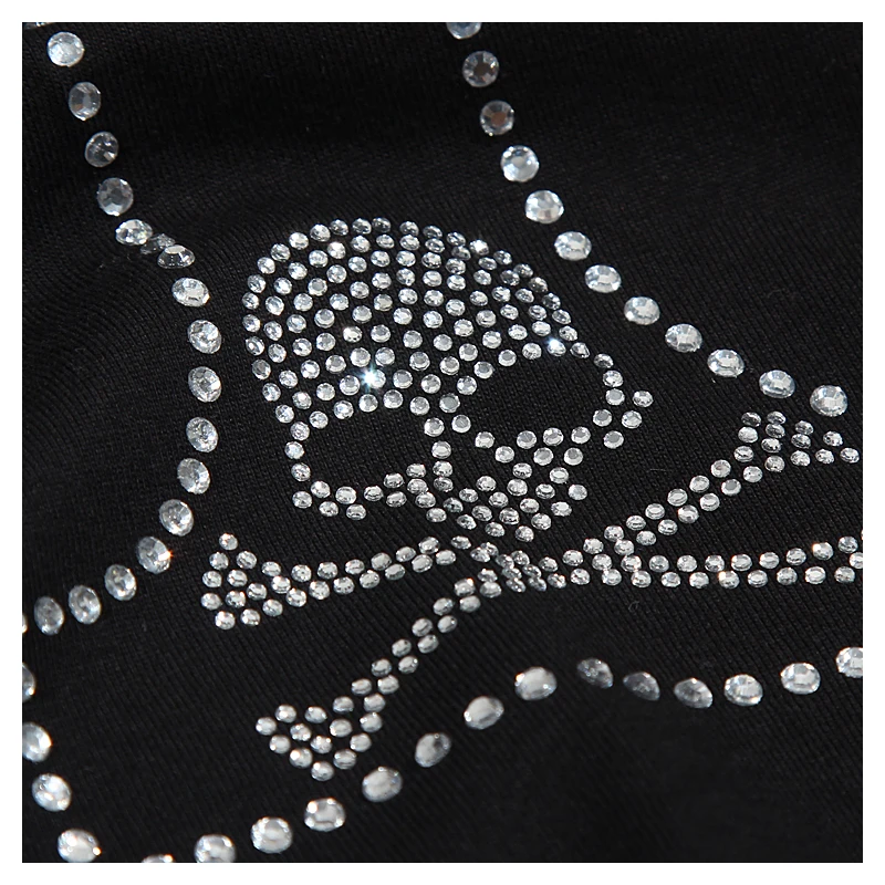 

Japanese brand diamond lettered skull short sleeve T-shirt for men women pure cotton large o-neck T-shirt Street top for couple