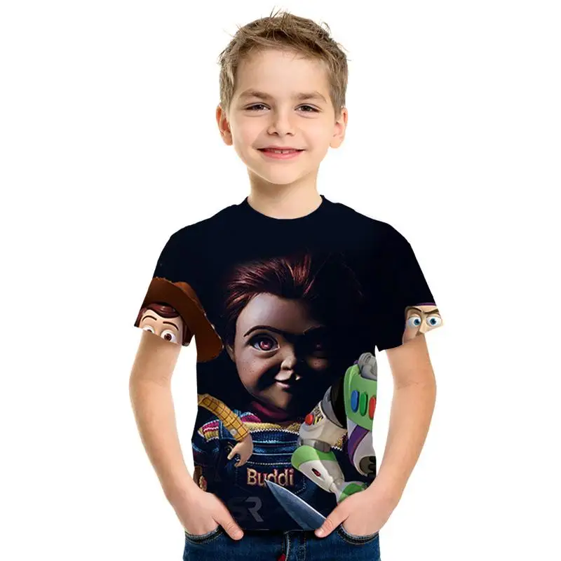 3D анимированная игрушка-Фотоаппарат, история 4, детская одежда с героями мультфильмов Милая рубашка для отдыха для мальчиков и девочек модная футболка с короткими рукавами для детей в стиле Харадзюку