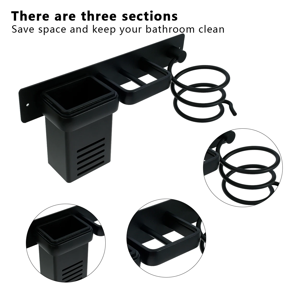 

Hair Dryer Holder Wall Mounted Shelf Bathroom Hair Dryer Holder Bathroom Hair Care Tool Storage Box Space-saving Storage Holder