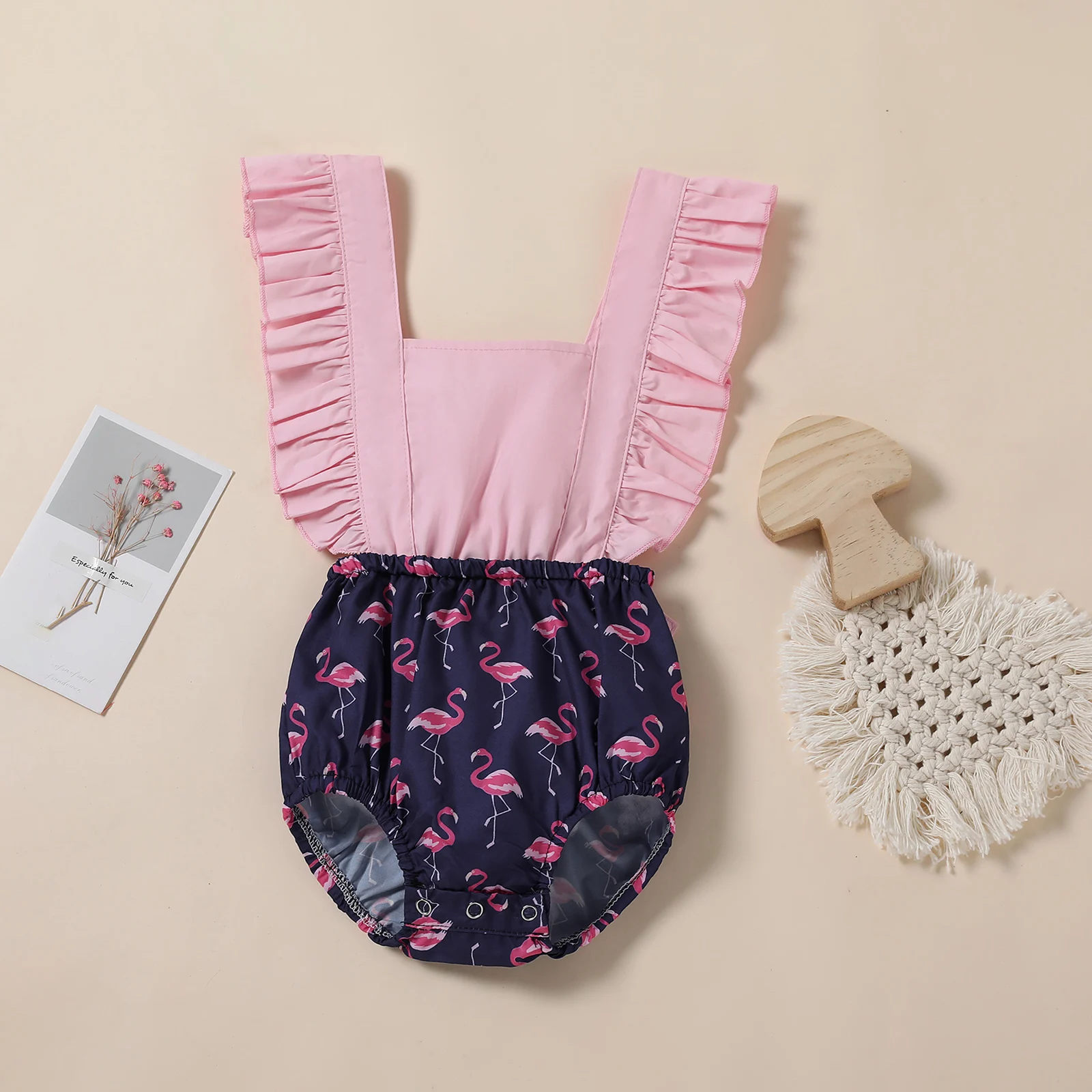 

Комбинезон для новорожденных девочек с принтом фламинго, летняя детская одежда, костюмы, комбинезоны D35