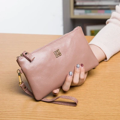 S602 pink Модные женские кошельки из натуральной кожи, женские кошельки для отдыха из воловьей кожи на молнии, Короткие Кошельки для телефона, Женские Оригинальные кожаные кошельки - Цвет: S602 pink