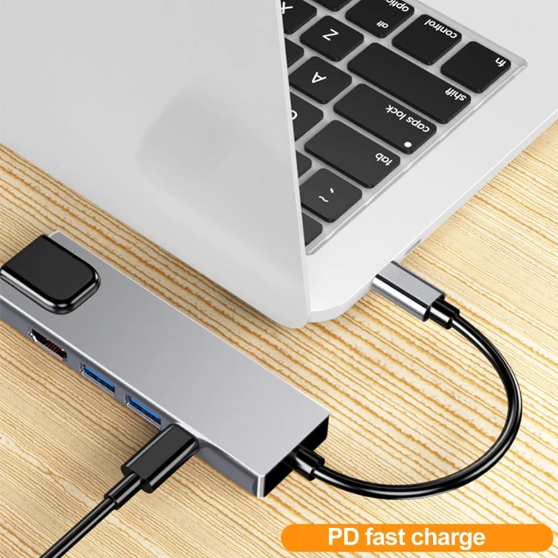 

Powered USB Hub USB3.0 High-speed Transmission 5-port Hub Splitter Multi-port Adapter with 4K HDMI,Notebook Desktop