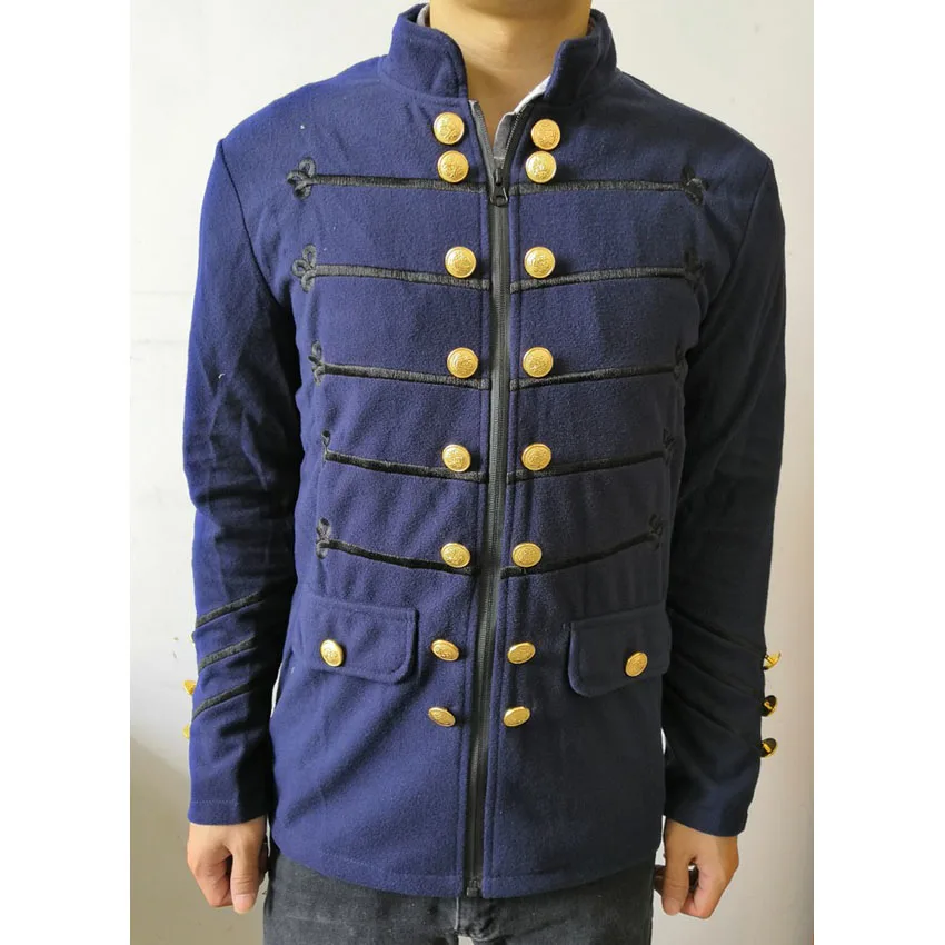 Blue jacket Человек Пурим Викторианский готический стиль куртка на молнии христианский средневековый рыцарь пальто одноцветное среднего возраста мужской карнавал одежда - Цвет: Blue jacket