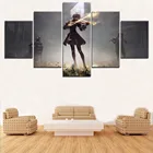 Модульная картина, Настенный декор, игровой постер, холст, печать, 5 панелей NieR Automata 2B, картина на скрипке для гостиной