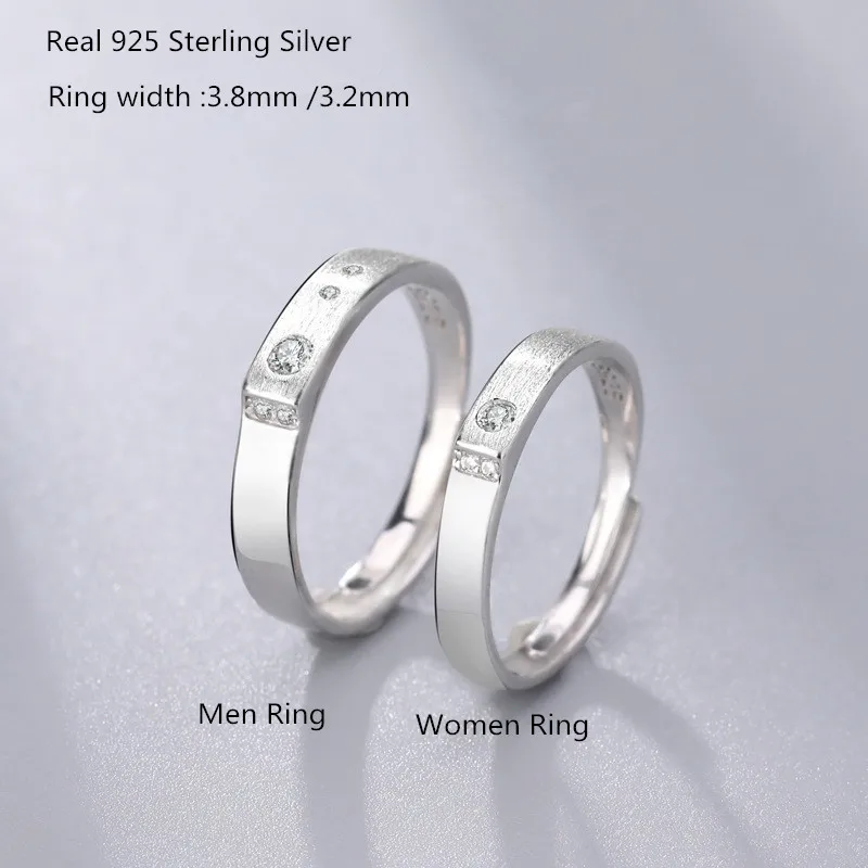 

Buyee Classic Couples Wedding Ring Sets Shiny 2mm Zricon Pure 925 Sterling Silver Fashion Ring for Women Men Engagement Jewelry