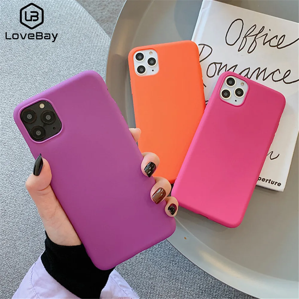 Lovebay превосходный чехол для телефона для iPhone 11 Pro X XR XS Max 7 8 6 6s Plus яркий сплошной цвет матовый чехол Мягкий ТПУ задняя крышка