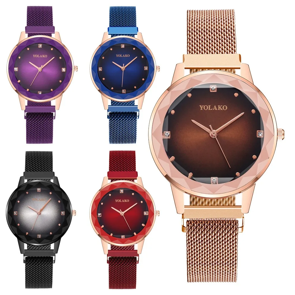 

Women's quartz watch fashion simple calendar stainless steel mesh belt elegant beautiful new multi-color hot 05*