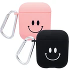 Черный чехол с розовой улыбкой для Airpods 1, 2 шт., жесткий чехол для Air Pods, матовый защитный чехол, роскошный стильный футляр для наушников, чехол